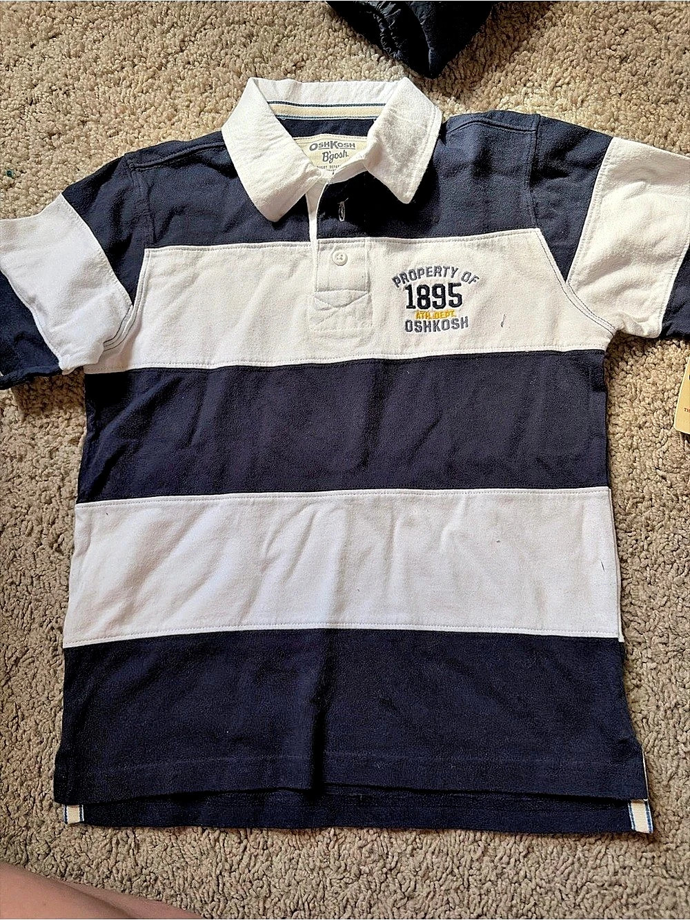 OshKosh B'gosh Boys Striped Polo Blue & White Size 7 NWT